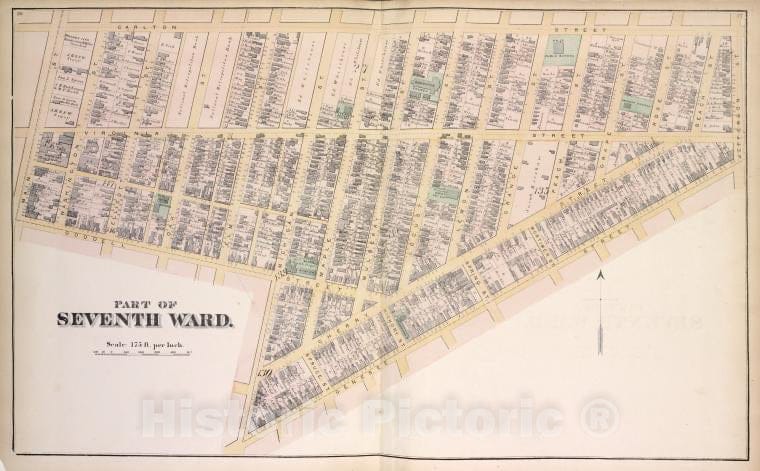 Historic 1872 Map - Part Of Seventh Ward. - Buffalo (N.Y.Atlas Of The City Of Buffalo, Erie Co, New York - Vintage Wall Art, V2