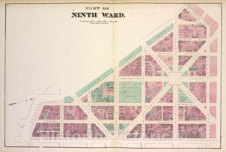 Historic 1872 Map - Part Of Ninth Ward. - Buffalo (N.Y.Atlas Of The City Of Buffalo, Erie Co, New York - Vintage Wall Art