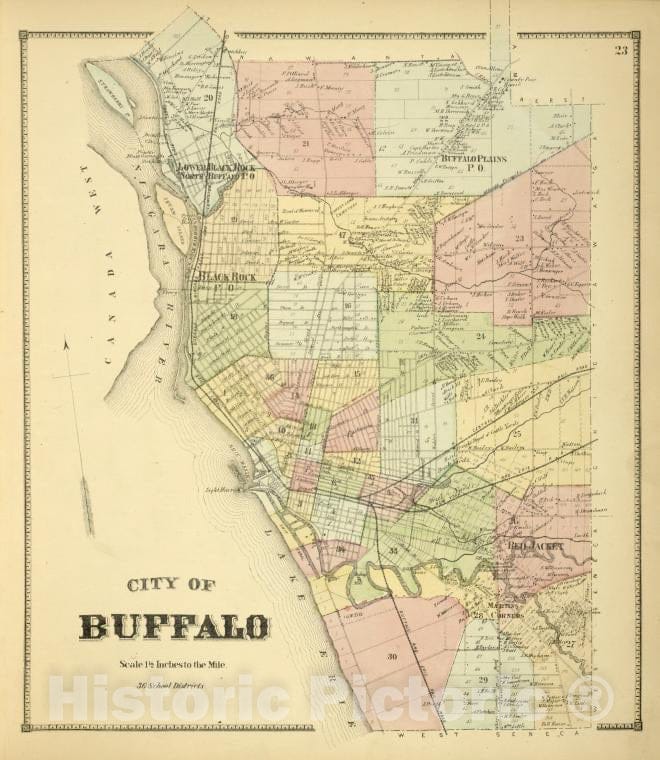 Historic Map - 1866 Erie County, New York (N.Y.), City Of Buffalo - Vintage Wall Art