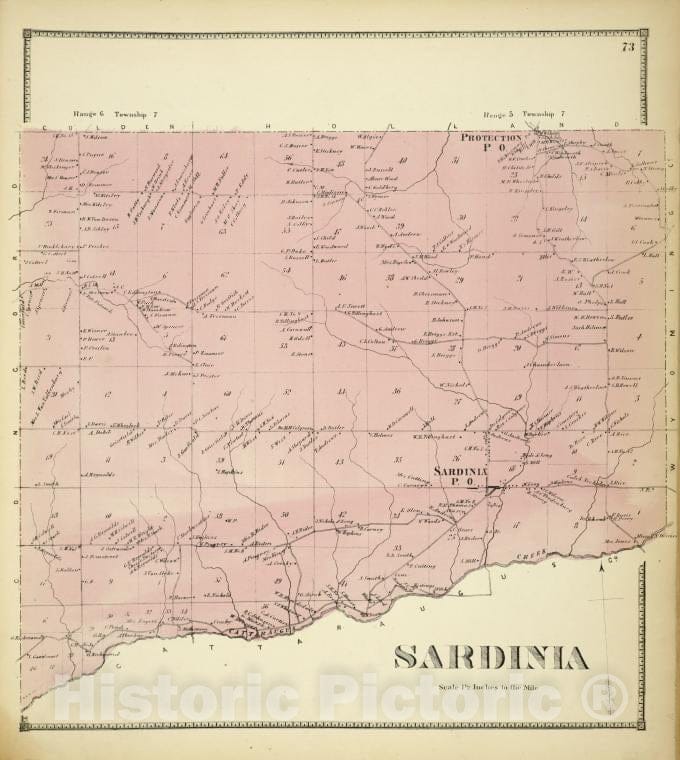 Historic Map - 1866 Erie County, New York (N.Y.), Sardinia - Vintage Wall Art