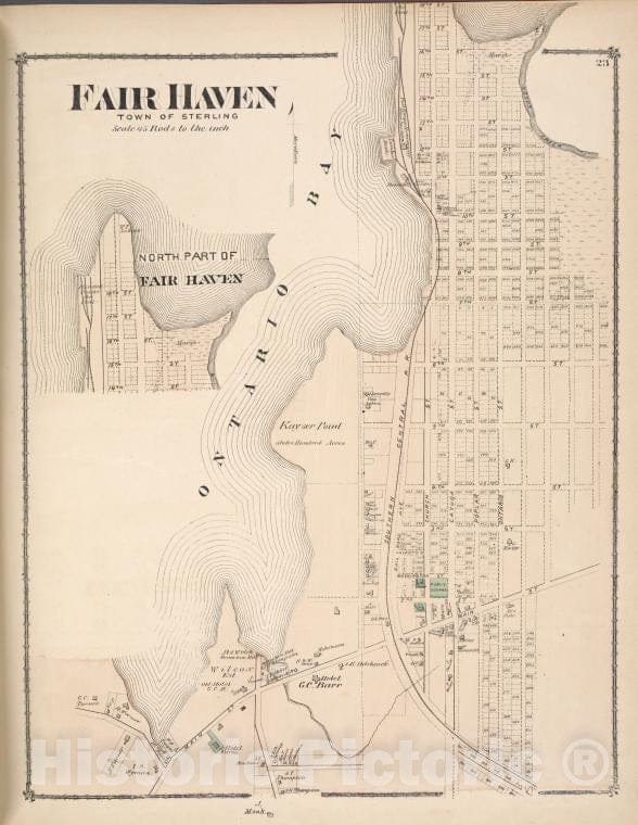 Historic Map - Fair Haven [Village] - Atlases Of The United States - County Atlas Of Cayuga, New York. - Vintage Wall Art