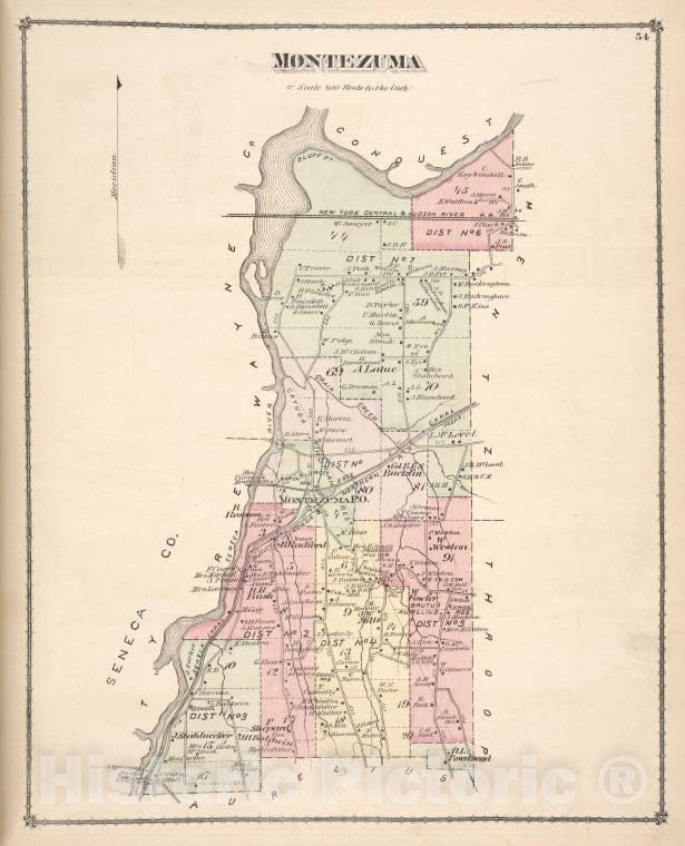 Historic Map - Montezuma [Township] - Atlases Of The United States - County Atlas Of Cayuga, New York. - Vintage Wall Art