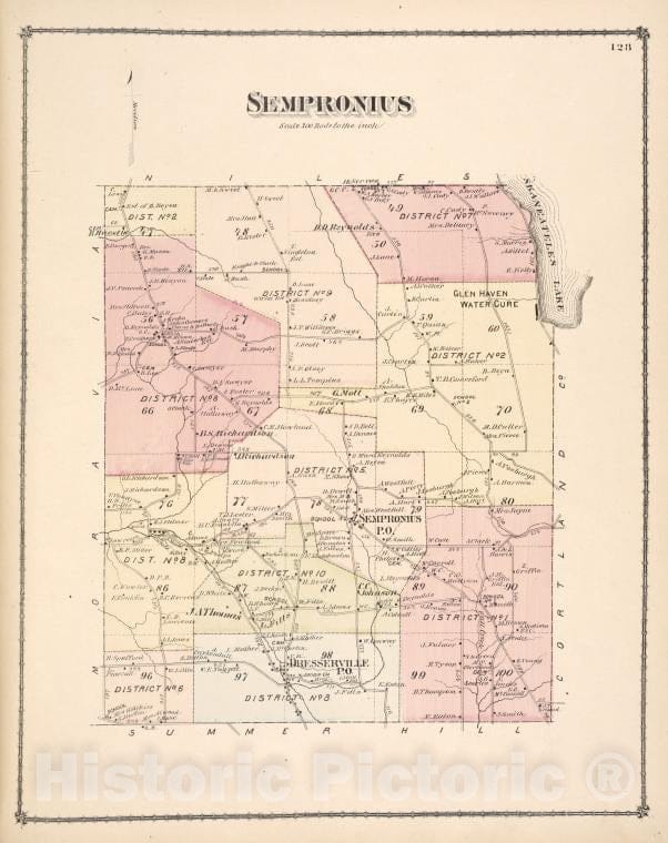 Historic Map - Sempronius [Township] - Atlases Of The United States - County Atlas Of Cayuga, New York. - Vintage Wall Art