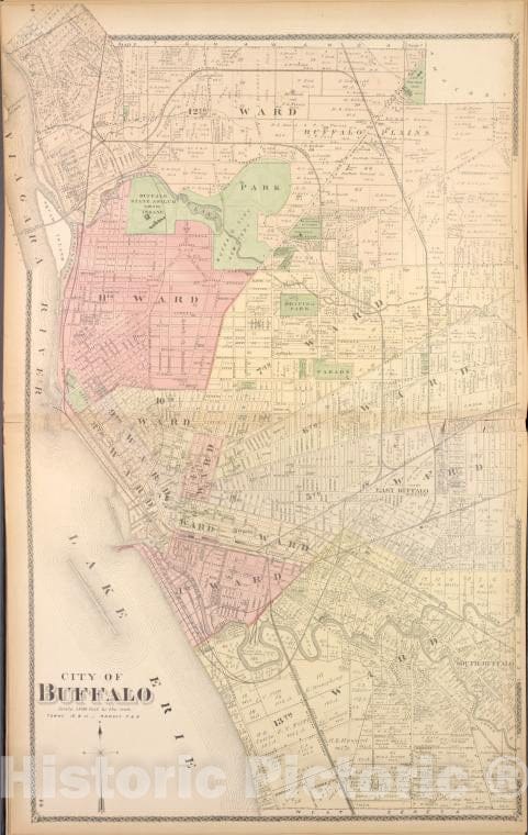 Historic 1880 Map - City Of Buffalo - Erie County (N.Y.) - New York (State) - Erie County Atlases Of The United States - Atlas Of Erie County, New York. - Vintage Wall Art