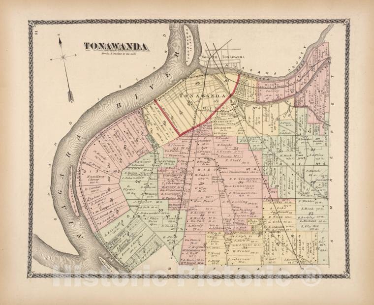 Historic 1880 Map - Tonanda [Township] - Erie County (N.Y.) - New York (State) - Erie County Atlases Of The United States - Atlas Of Erie County, New York. - Vintage Wall Art