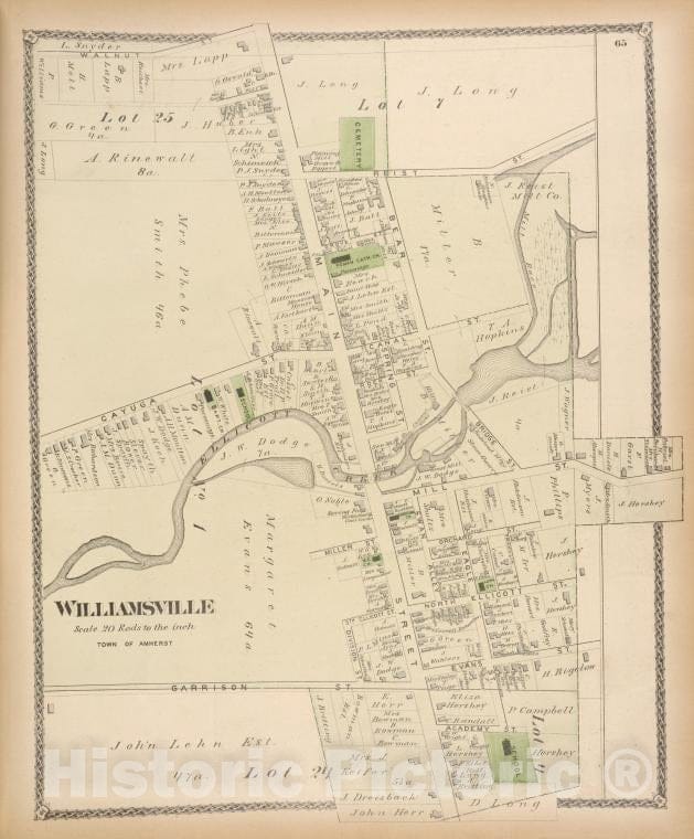 Historic 1880 Map - Williamsville [Village] - Erie County (N.Y.) - New York (State) - Erie County Atlases Of The United States - Atlas Of Erie County, New York. - Vintage Wall Art