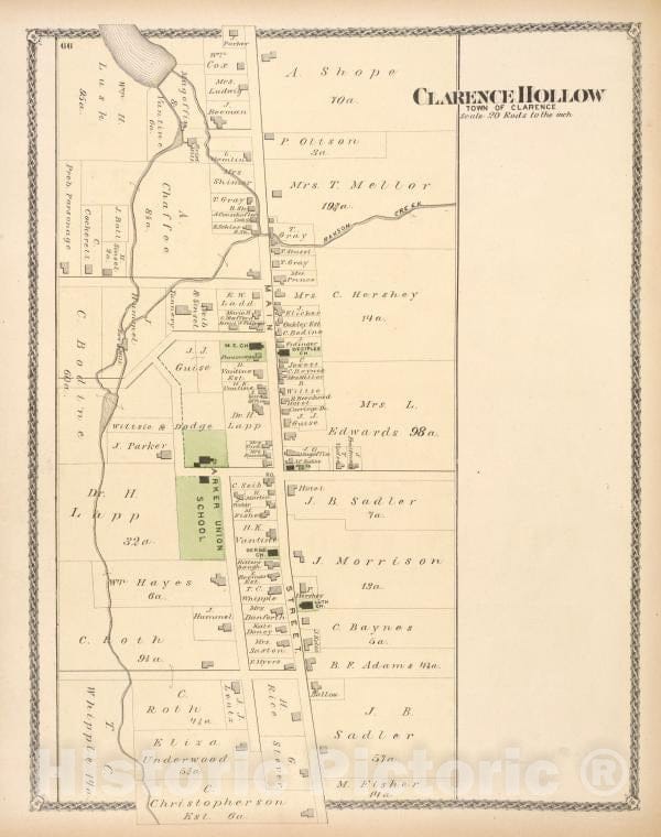 Historic 1880 Map - Clarence Hollow [Village] - Erie County (N.Y.) - New York (State) - Erie County Atlases Of The United States - Atlas Of Erie County, New York. - Vintage Wall Art