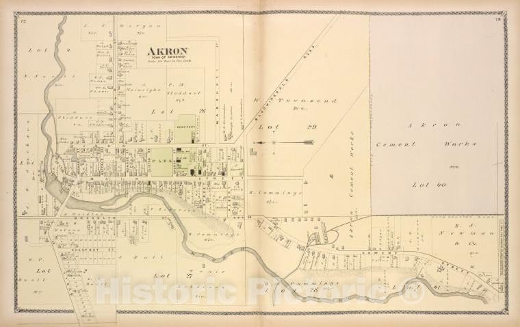 Historic 1880 Map - Akron [Village] - Erie County (N.Y.) - New York (State) - Erie County Atlases Of The United States - Atlas Of Erie County, New York. - Vintage Wall Art