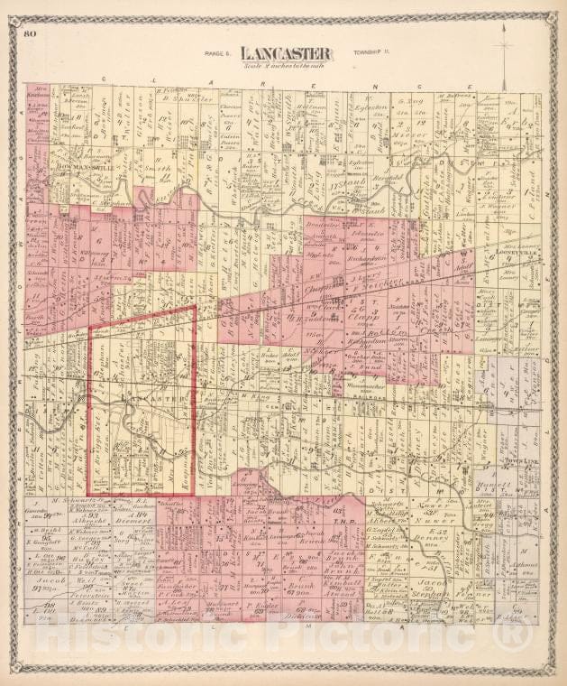 Historic 1880 Map - Lancaster [Township] - Erie County (N.Y.) - New York (State) - Erie County Atlases Of The United States - Atlas Of Erie County, New York. - Vintage Wall Art