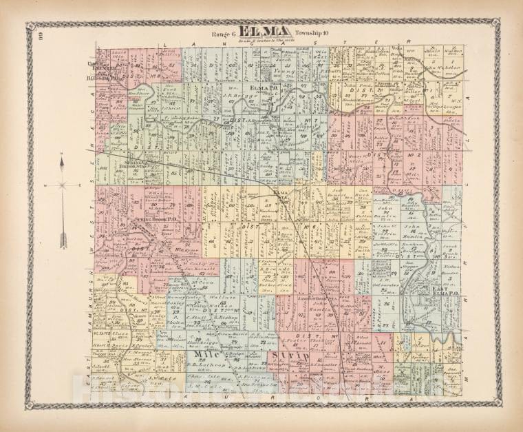 Historic 1880 Map - Elma [Township] - Erie County (N.Y.) - New York (State) - Erie County Atlases Of The United States - Atlas Of Erie County, New York. - Vintage Wall Art