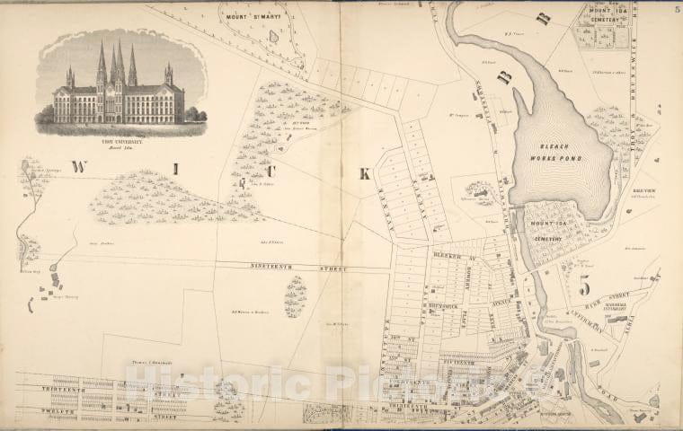 Historic Map - 1869 Troy, New York (N.Y.), Troy University. Mount Ida; City Of Troy [Cont.] - Vintage Wall Art