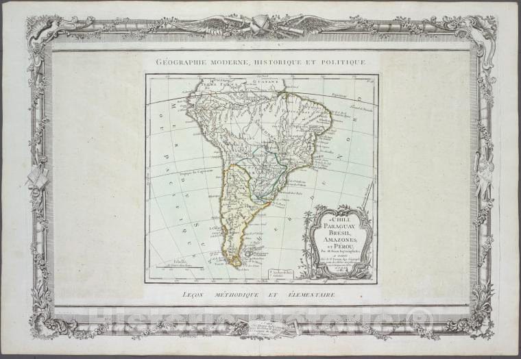 Historic 1786 Map - Chili, Paraguay, Bresil, Amazones Et Perou - South America - Charts And Maps - Vintage Wall Art