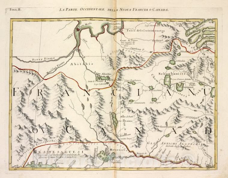 Historic 1778 Map - La Parte Occidentale Della Nuova Francia O Canada. - North America - Maps - Early Works To 1800 - Vintage Wall Art