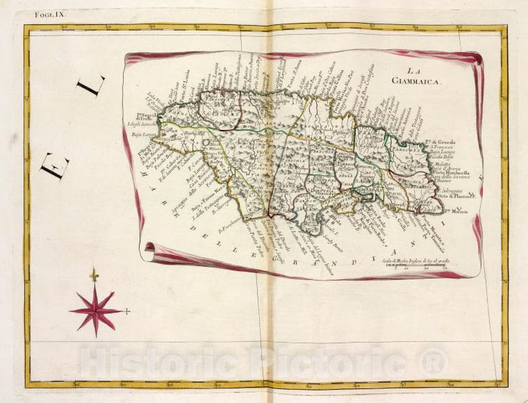 Historic 1778 Map - La Giammaica. - North America - Maps - Early Works To 1800 - Vintage Wall Art