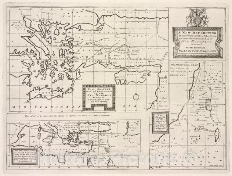 Historic 1700 Map - A New Map Shewing All The Severall Countries, Cities, Towns And - England - Vintage Wall Art