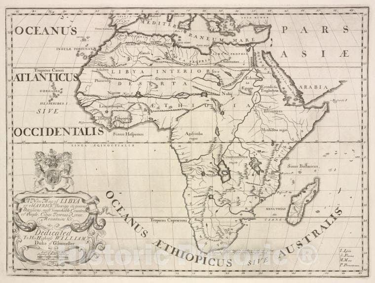 Historic Map - 1700 England, A New Of Libya Or Old Africk Shewing Its General Divisions, Most Remarkable Countries Or People, Cities, Towns, Rivers, Mountains &C. - Vintage Wall Art