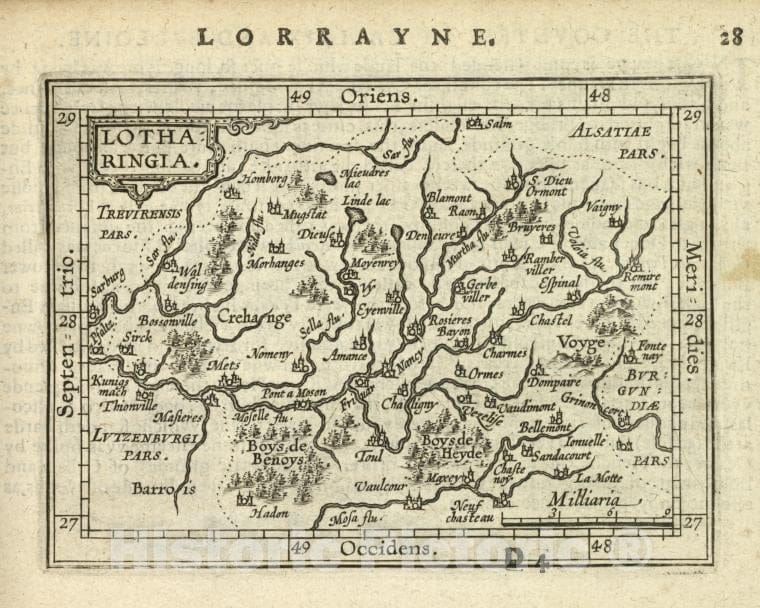 Historic 1603 Map - Lotharingia. - Norway - Lorraine (France) - Abraham Ortelius His Epitome Of The Theater Of The Worlde. - Vintage Wall Art