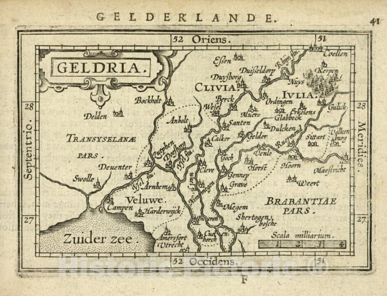 Historic Map - 1603 Gelderland (Netherlands), Geldria, Abraham Ortelius - Vintage Wall Art