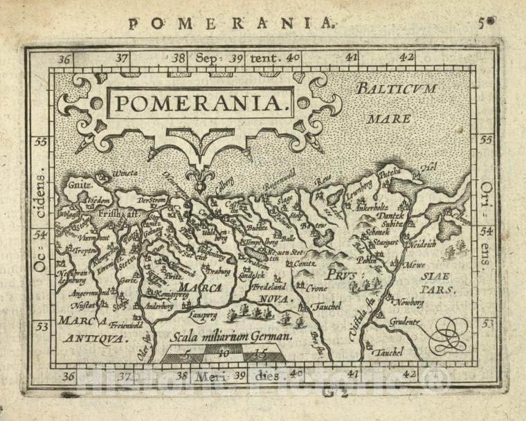 Historic 1603 Map - Pomerania. - Norway - Pomerania (Germany) - Abraham Ortelius His Epitome Of The Theater Of The Worlde. - Vintage Wall Art