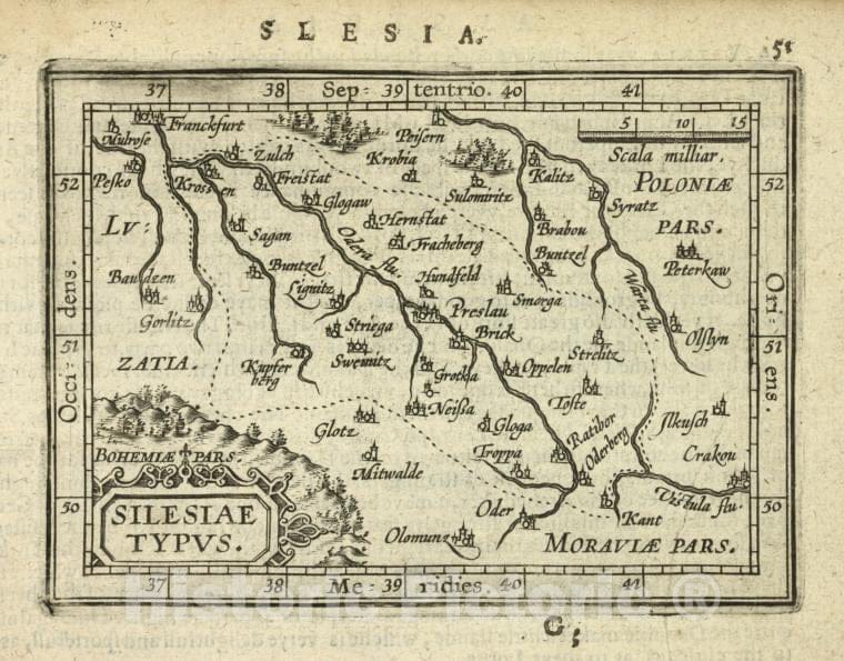 Historic Map - 1603 Silesia (Poland : Voivodeship), Silesiae Typus, Abraham Ortelius - Vintage Wall Art