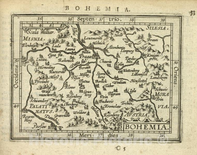 Historic Map - 1603 Bohemia (Czech Republic), Bohemia, Abraham Ortelius - Vintage Wall Art