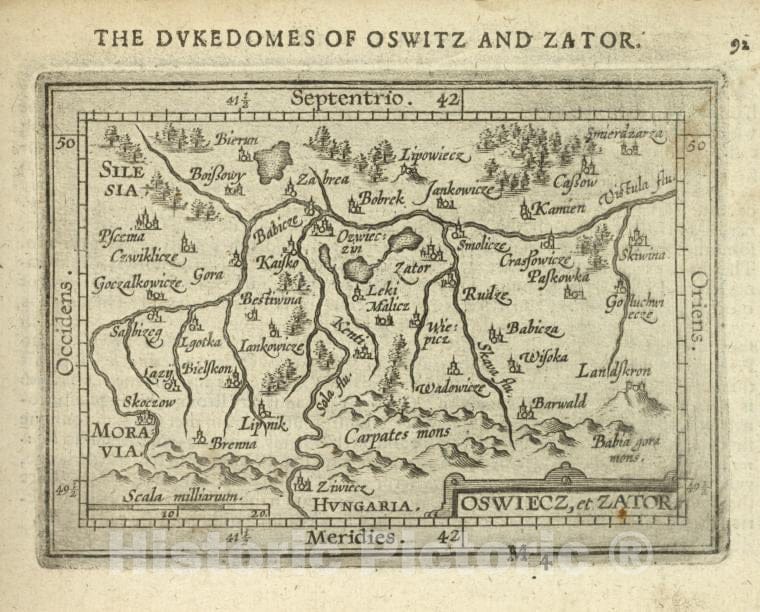 Historic Map - 1603 Vistula River (Poland), Oswiecz, Et Zator, Abraham Ortelius - Vintage Wall Art