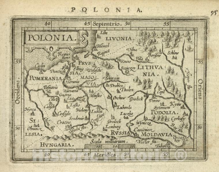 Historic 1603 Map - Polonia. - Norway - Poland - Lithuania - Abraham Ortelius His Epitome Of The Theater Of The Worlde. - Vintage Wall Art