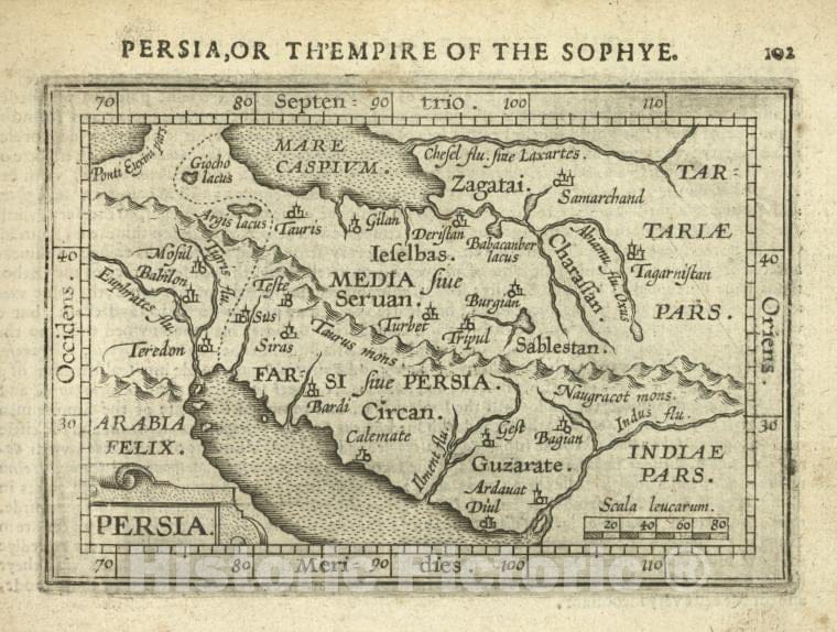 Historic 1603 Map - Persia. - Norway - Iran - Abraham Ortelius His Epitome Of The Theater Of The Worlde. - Vintage Wall Art