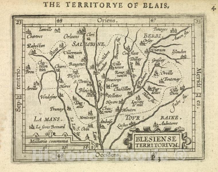 Historic 1603 Map - Blesiense Territorium. - Norway - France - Abraham Ortelius His Epitome Of The Theater Of The Worlde. - Vintage Wall Art