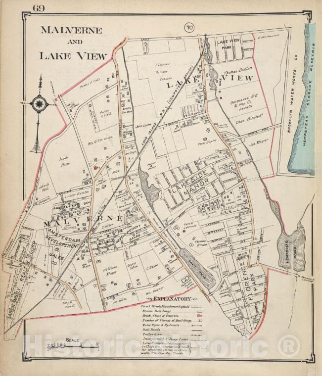 Historic Map - Malverne And Lake View - Nassau County (N.Y.)- New York (State) - Nassau County - Vintage Wall Art