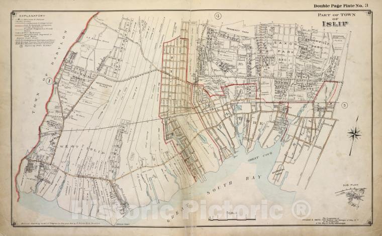 Historic 1915 Map - Part Of Town Of Islip - Suffolk County (N.Y.Atlas Of Suffolk County, Long Island, New York - Vintage Wall Art