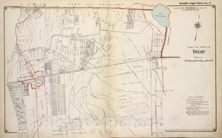 Historic 1915 Map - Part Of Town Of Islip - Suffolk County (N.Y.Atlas Of Suffolk County, Long Island, New York - Vintage Wall Art, V4