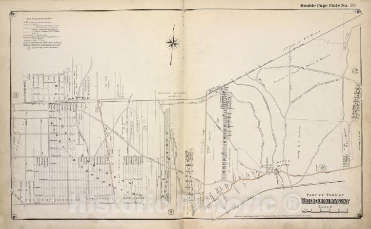 Historic 1915 Map - Part Of Town Of Brookhaven - Suffolk County (N.Y.Atlas Of Suffolk County, Long Island, New York - Vintage Wall Art, V2