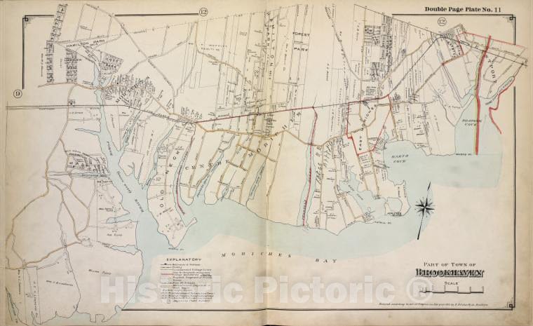 Historic 1915 Map - Part Of Town Of Brookhaven - Suffolk County (N.Y.Atlas Of Suffolk County, Long Island, New York - Vintage Wall Art, V3