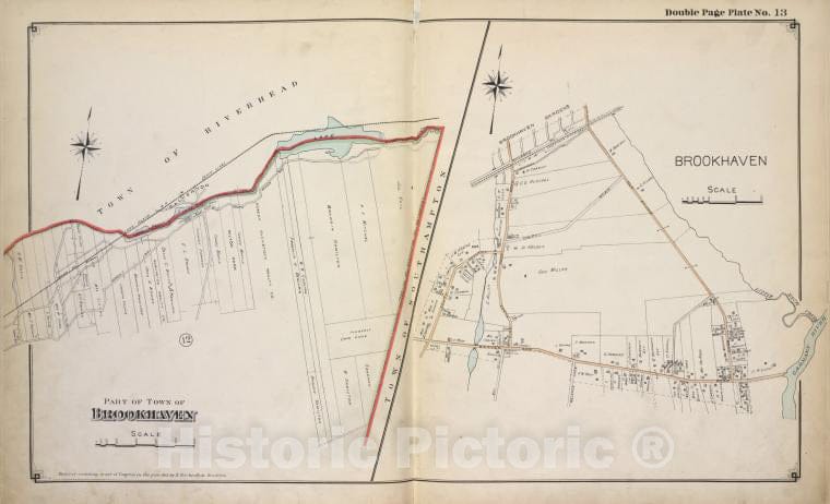 Historic 1915 Map - Part Of Town Of Brookhaven; Brookhaven - Suffolk County (N.Y.Atlas Of Suffolk County, Long Island, New York - Vintage Wall Art