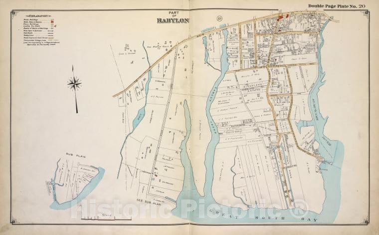 Historic 1915 Map - Part Of Babylon - Suffolk County (N.Y.Atlas Of Suffolk County, Long Island, New York - Vintage Wall Art