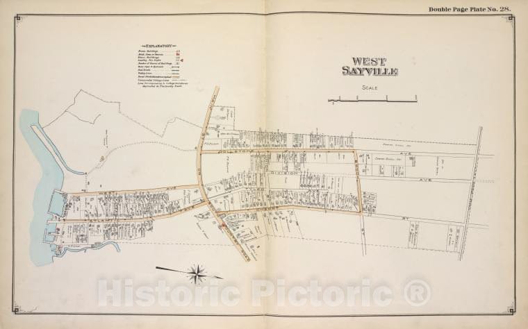 Historic 1915 Map - West Sayville - Suffolk County (N.Y.Atlas Of Suffolk County, Long Island, New York - Vintage Wall Art