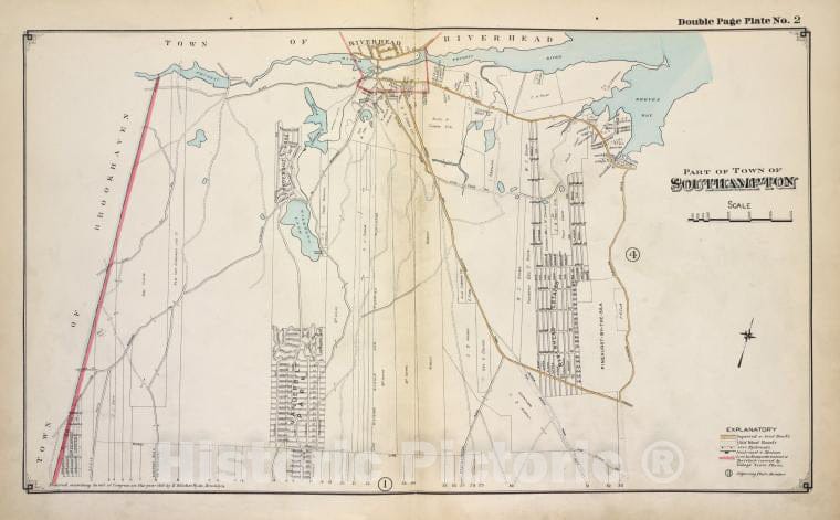 Historic 1915 Map - Part Of Town Of Southampton - Suffolk County (N.Y.Atlas Of Suffolk County, Long Island, New York - Vintage Wall Art, V2