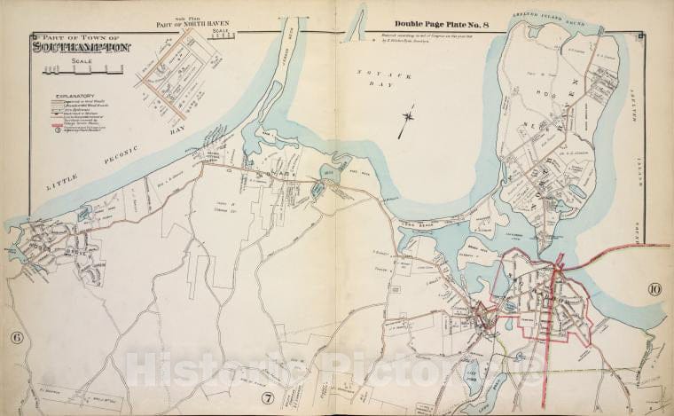 Historic 1915 Map - Part Of Town Of Southampton - Suffolk County (N.Y.Atlas Of Suffolk County, Long Island, New York - Vintage Wall Art, V8