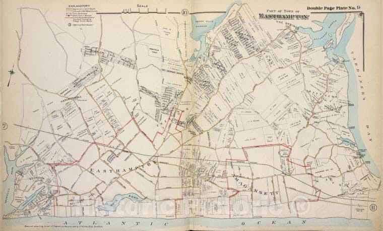 Historic 1915 Map - Part Of Town Of Easthampton - Suffolk County (N.Y.Atlas Of Suffolk County, Long Island, New York - Vintage Wall Art