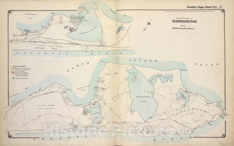 Historic 1915 Map - Part Of Town Of Easthampton - Suffolk County (N.Y.Atlas Of Suffolk County, Long Island, New York - Vintage Wall Art, V3