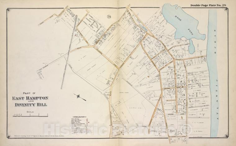 Historic 1915 Map - Part Of East Hampton And Divinity Hill - Suffolk County (N.Y.Atlas Of Suffolk County, Long Island, New York - Vintage Wall Art