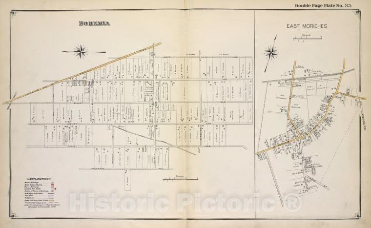 Historic 1915 Map - Bohemia; East Moriches - Suffolk County (N.Y.Atlas Of Suffolk County, Long Island, New York - Vintage Wall Art