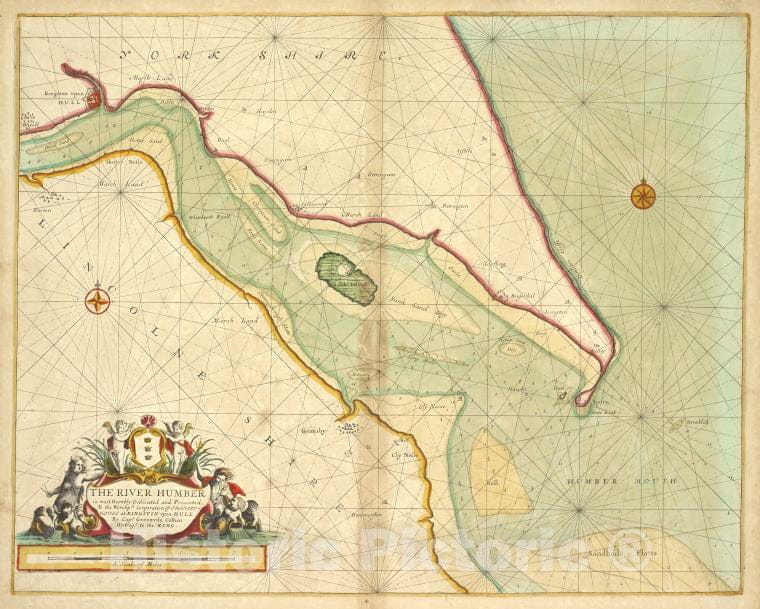 Historic Map - 1702 Humber, River (England), The River Humber - Vintage Wall Art