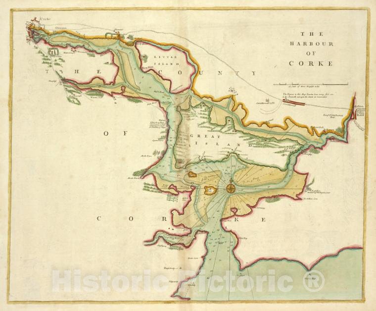 Historic Map - 1702 Cork (Ireland : County), The Harbour Of Corke. - Vintage Wall Art