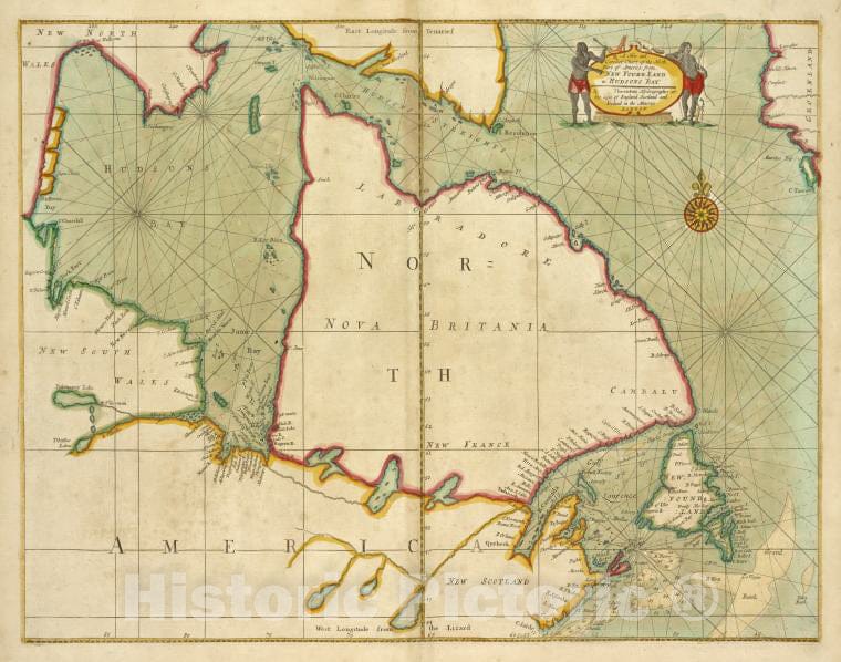 Historic 1702 Map - A New And Correct Chart Of The North Part Of The America From Ne - Vintage Wall Art