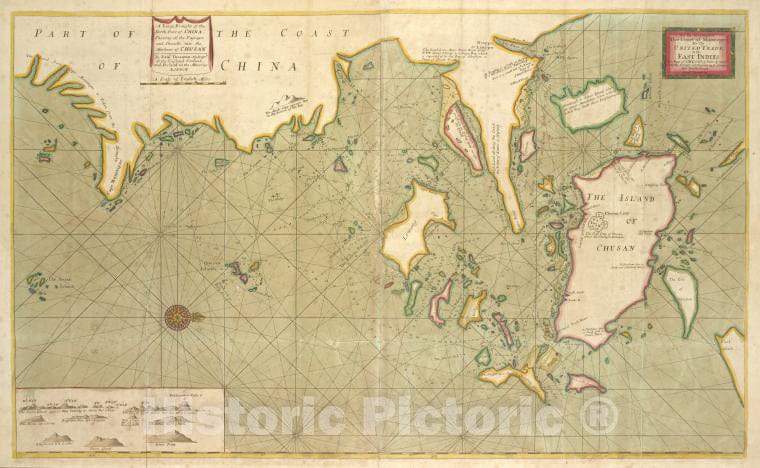 Historic 1702 Map - A Large Draught Of The North Part Of China. Shewing All The Pass - Vintage Wall Art