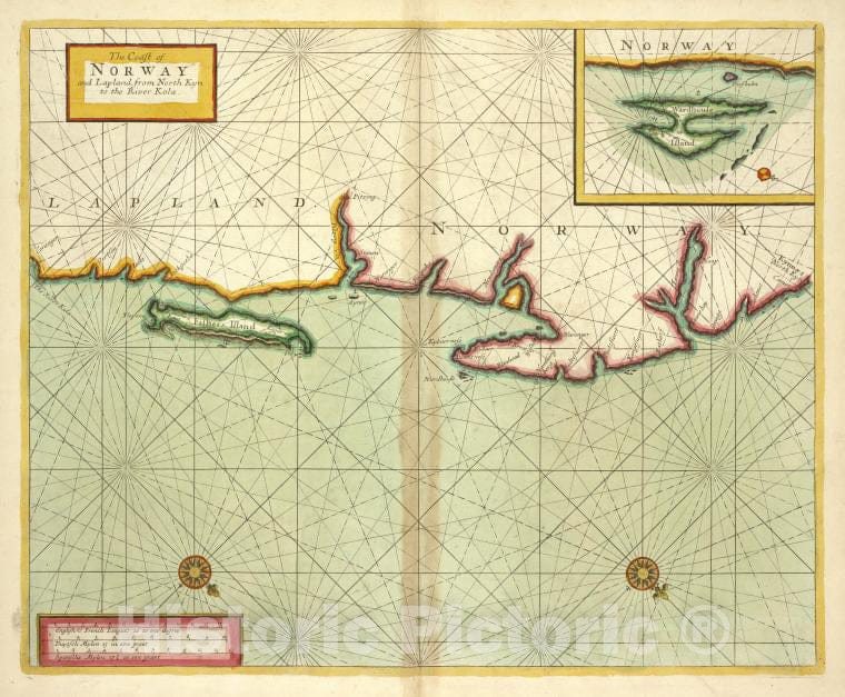 Historic 1702 Map - The Coast Of Norway And Lap Land From North Kyn To The River Kol - Vintage Wall Art