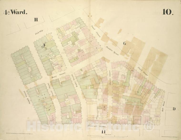 Historic Map - [4Th Ward. Plate 10: Map Bounded By Peck Slip, Pearl Street, Fra - Atlases Of New York Cityof The City Of New York [1855] - Vintage Wall Art