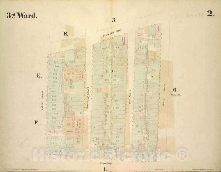 Historic Map - [3Rd Ward. Plate 2: Map Bounded By Greenwich Street, Fulton Stre - Atlases Of New York Cityof The City Of New York [1855] - Vintage Wall Art